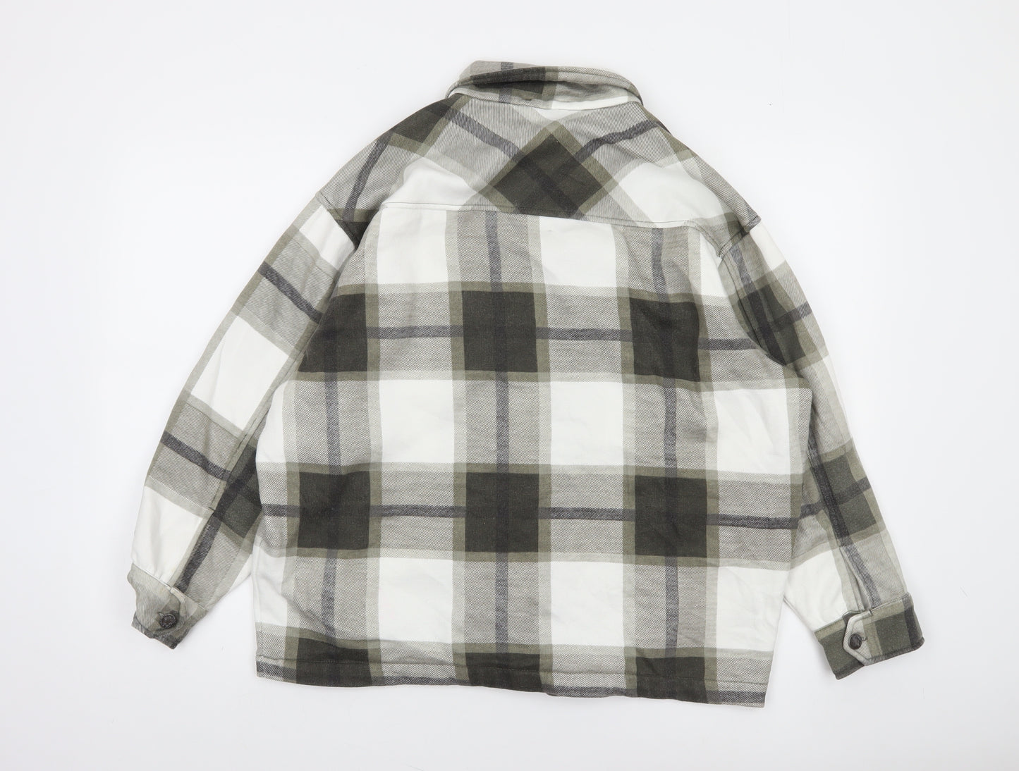 Rising Men's Grey Check Flannel Jacket Size S Button Casual Style