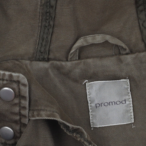 Promod Women’s Brown Cotton Hooded Parka Jacket Size 10