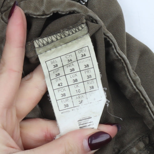 Promod Women’s Brown Cotton Hooded Parka Jacket Size 10