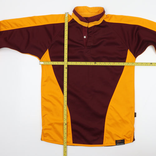 Falcon Men's Brown and Yellow Rugby Henley Sweatshirt M