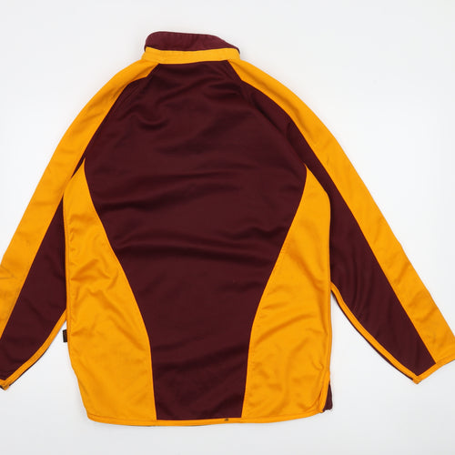 Falcon Men's Brown and Yellow Rugby Henley Sweatshirt M