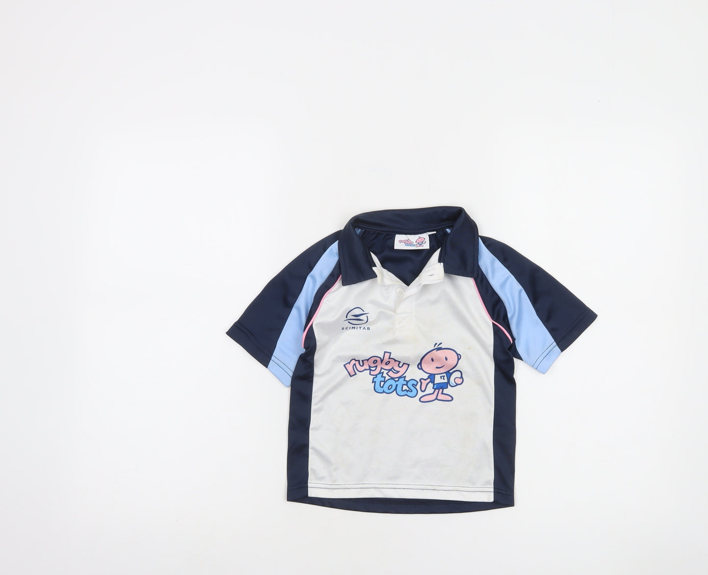 Scimitar Rugby Tots Boys Blue Polo Shirt 3-4 Years Sportswear