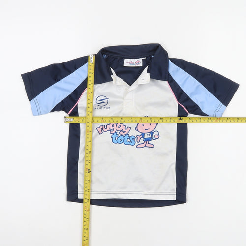 Scimitar Rugby Tots Boys Blue Polo Shirt 3-4 Years Sportswear