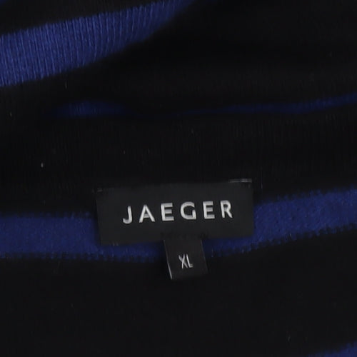 Jaeger Women’s Blue Black Striped Bodycon Knit Dress XL