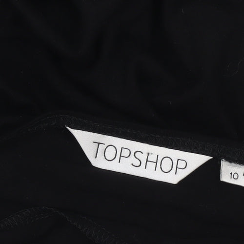 Topshop Women’s Black Midi Wrap Dress Size 10 Long Sleeve