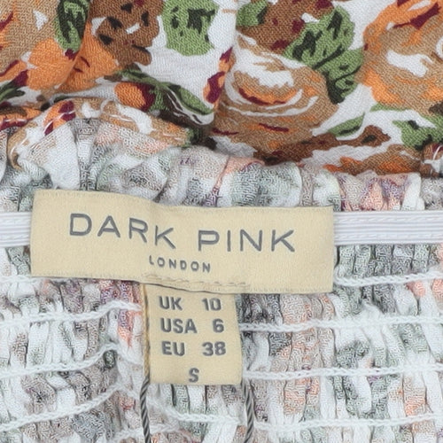 Dark Pink Women’s Multicoloured Floral Halter Asymmetric Hi-Low Dress Size 10