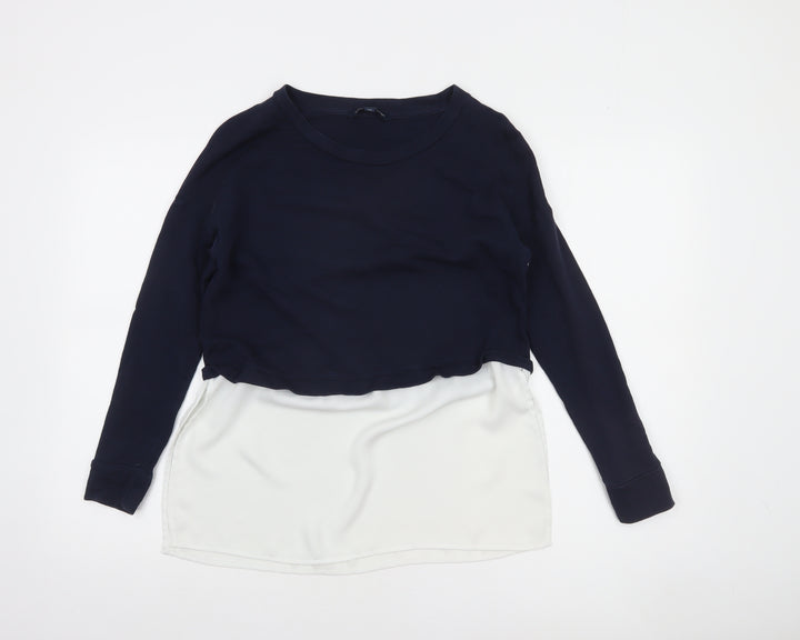 French Connection Women's Multicoloured XS Cropped Long Sleeve Blouse