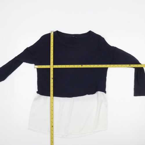 French Connection Women's Multicoloured XS Cropped Long Sleeve Blouse