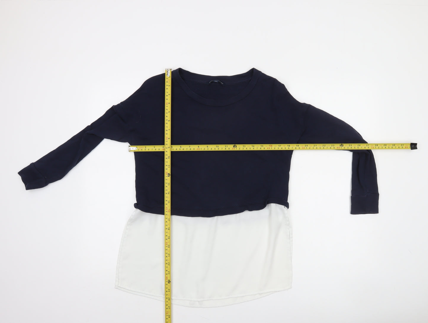 French Connection Women's Multicoloured XS Cropped Long Sleeve Blouse
