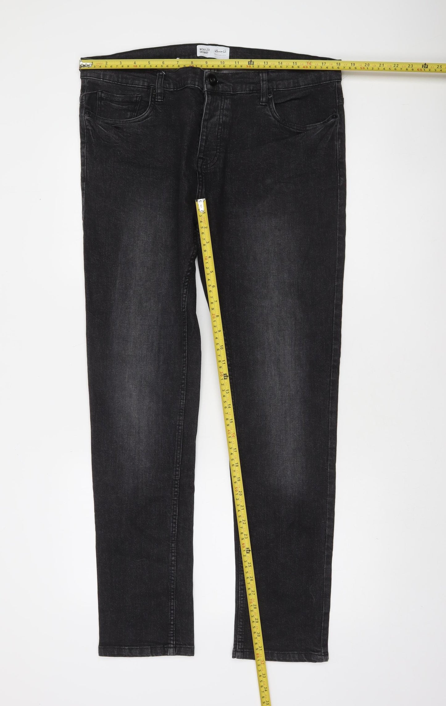 Denim Co Mens Black Skinny Jeans W36 L32 Stretch Denim