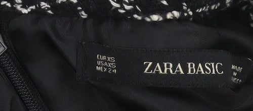 Zara Basic Women's Black Tweed Sleeveless Playsuit XS Bouclé Look