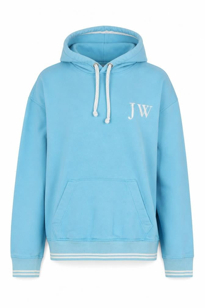 Front view of Jack Wills Women Blue UK 8 Pullover Hoodie with Logo Print