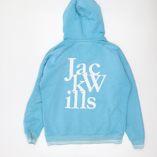 Jack Wills Women Blue UK 8 Pullover Hoodie with Logo Print