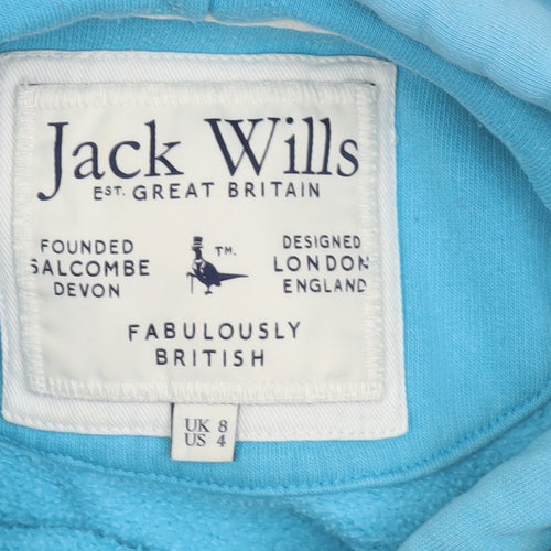 Jack Wills Women Blue UK 8 Pullover Hoodie with Logo Print