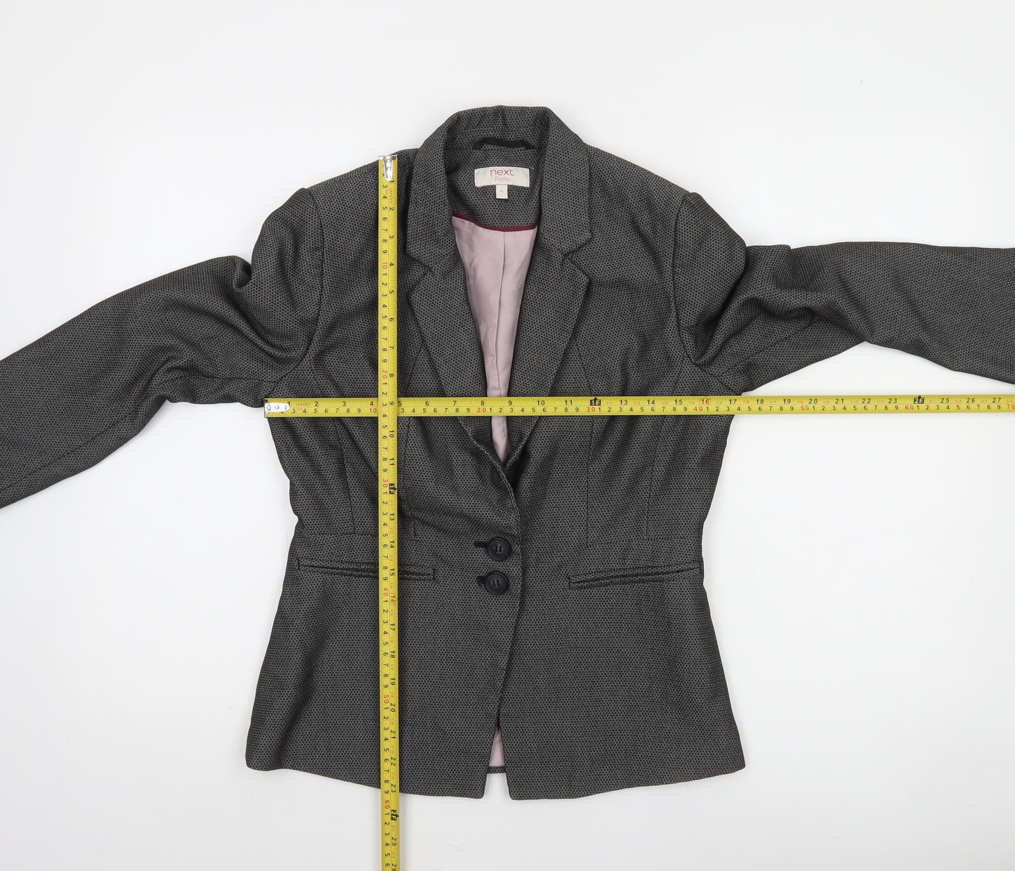 Next Petite Womens Grey Two-Button Blazer Jacket Size 10