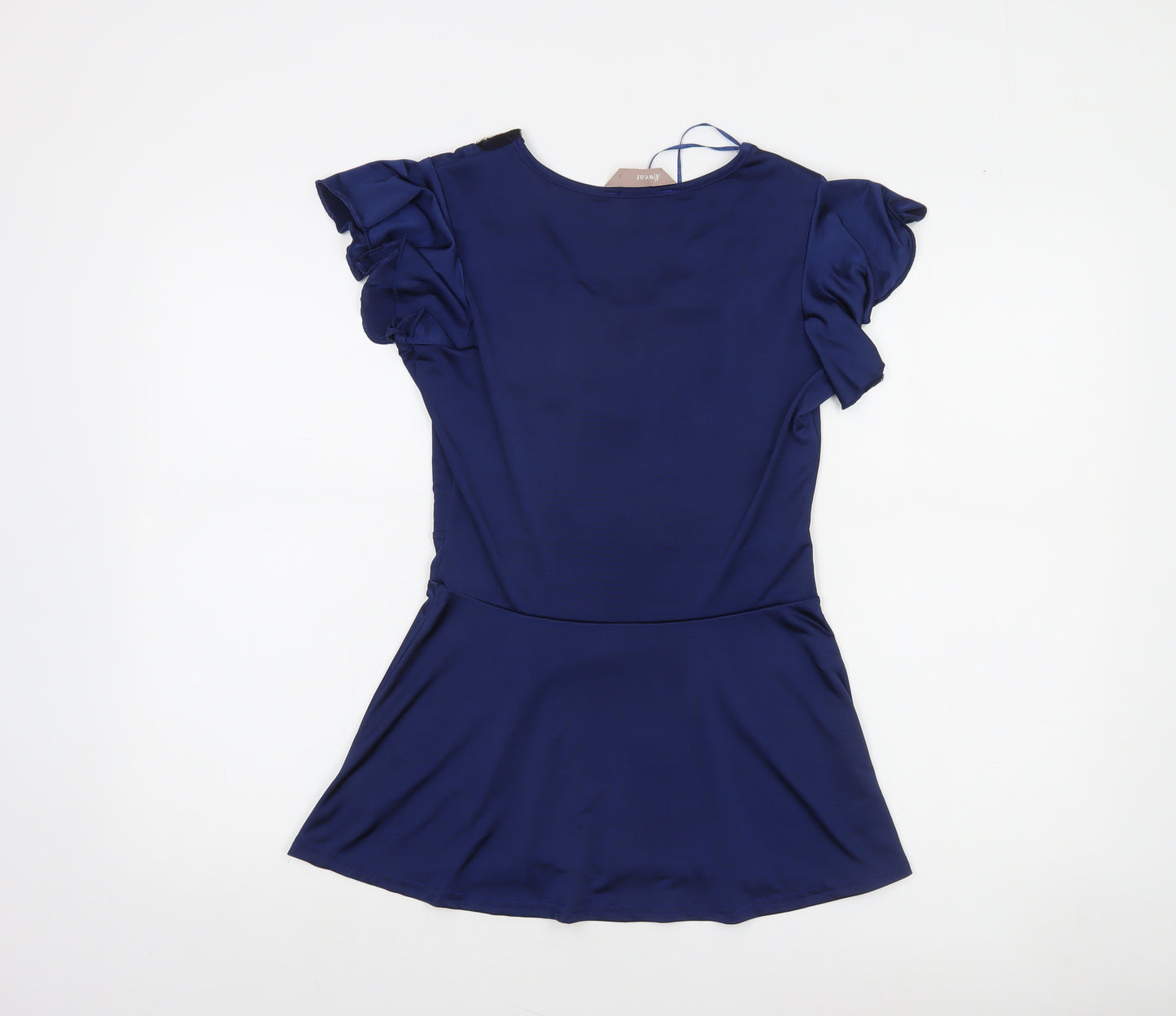 A|wear Women's Blue Beaded Tunic Blouse Short Sleeve Size S
