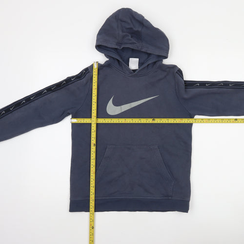 Nike Boys Blue Pullover Hoodie Large 147-158cm Cotton Logo Sportswear