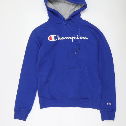 Champion Men's Blue Pullover Hoodie Small Logo Fleece Sweatshirt