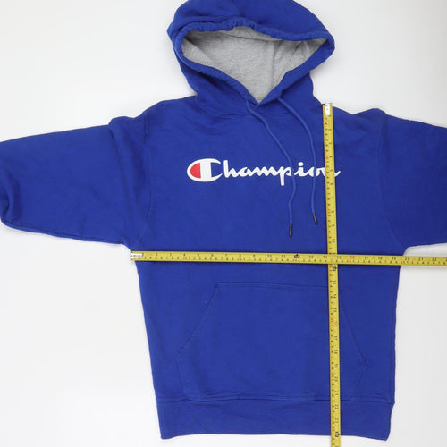 Champion Men's Blue Pullover Hoodie Small Logo Fleece Sweatshirt