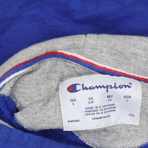 Champion Men's Blue Pullover Hoodie Small Logo Fleece Sweatshirt