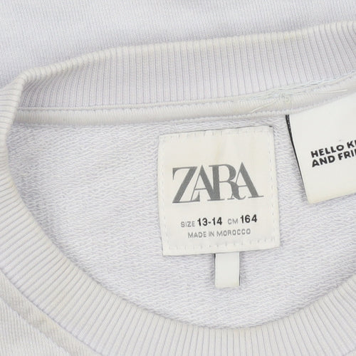 Zara Girls White Hello Kitty Pullover Sweatshirt 13-14 Years Cotton Casual