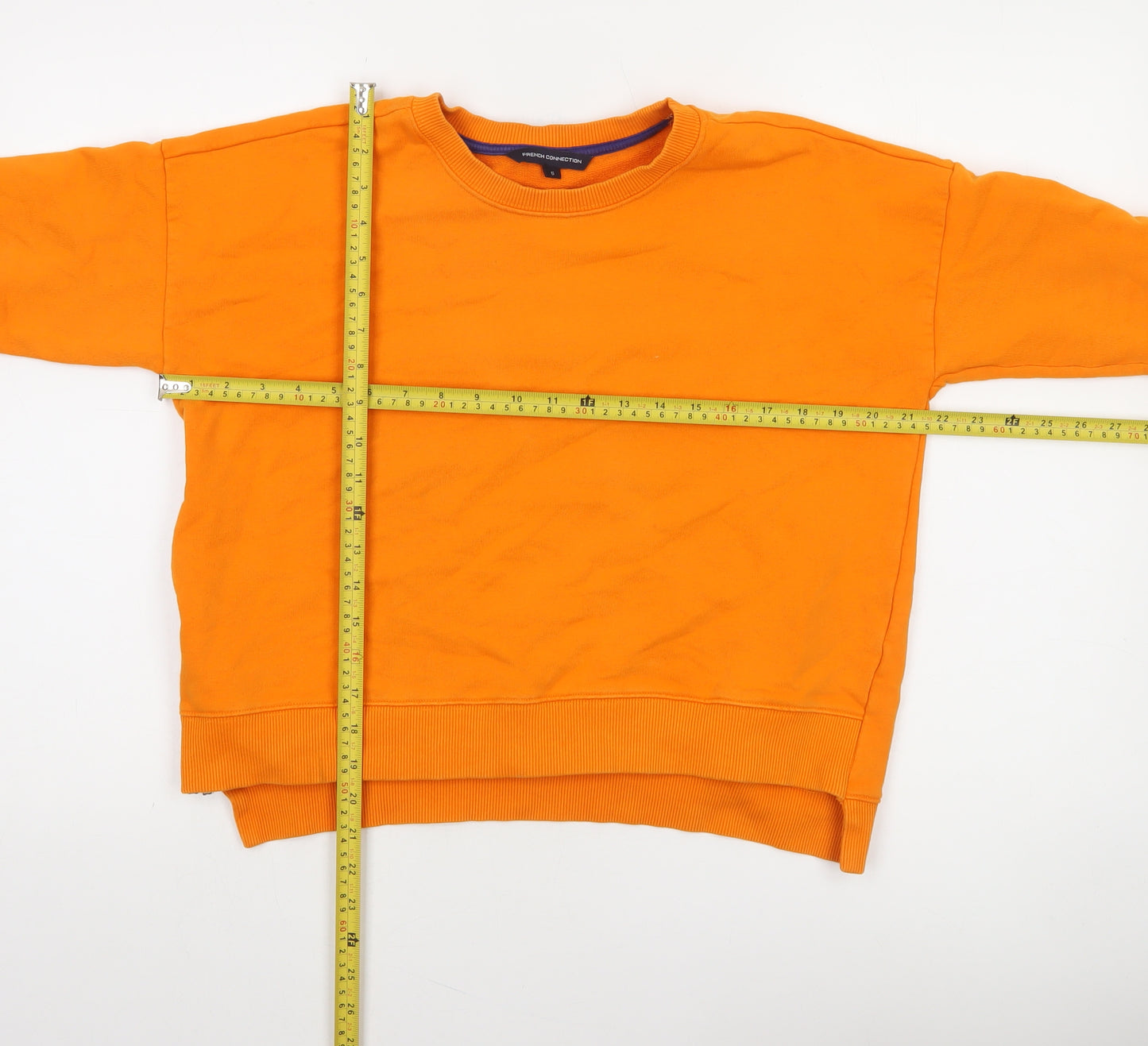 French Connection Women's Orange Cotton Pullover Sweatshirt Size S