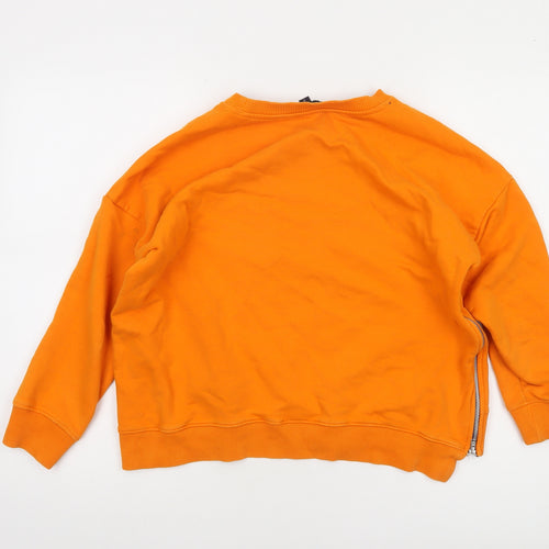 French Connection Women's Orange Cotton Pullover Sweatshirt Size S
