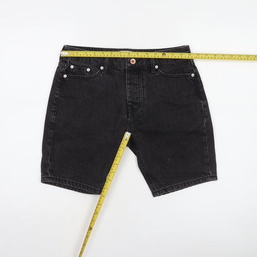 Topman Men's Black Denim Shorts 28in Slim Fit Casual Summer
