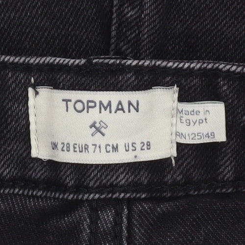 Topman Men's Black Denim Shorts 28in Slim Fit Casual Summer