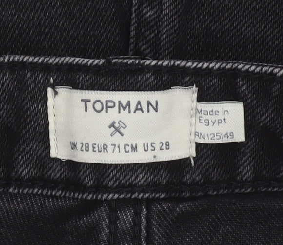 Topman Men's Black Denim Shorts 28in Slim Fit Casual Summer