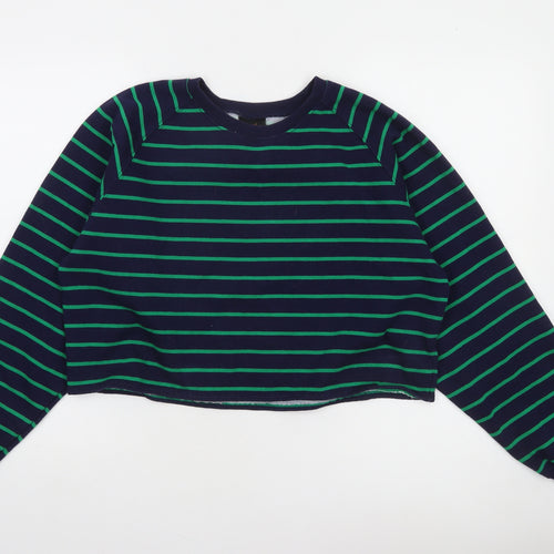 PEP England Womens Navy Green Striped Pullover Sweatshirt L