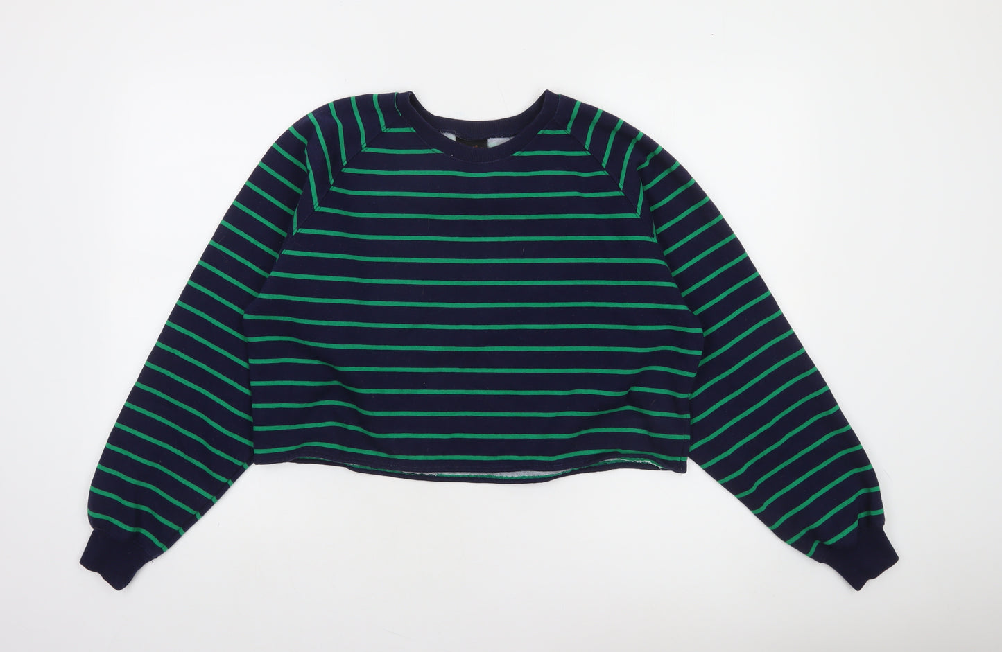 PEP England Womens Navy Green Striped Pullover Sweatshirt L