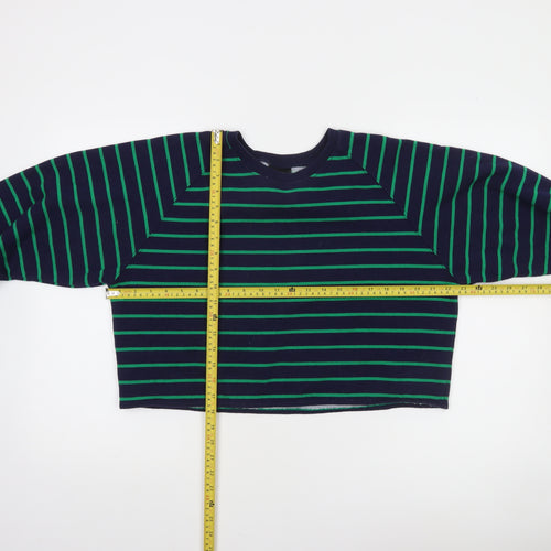 PEP England Womens Navy Green Striped Pullover Sweatshirt L