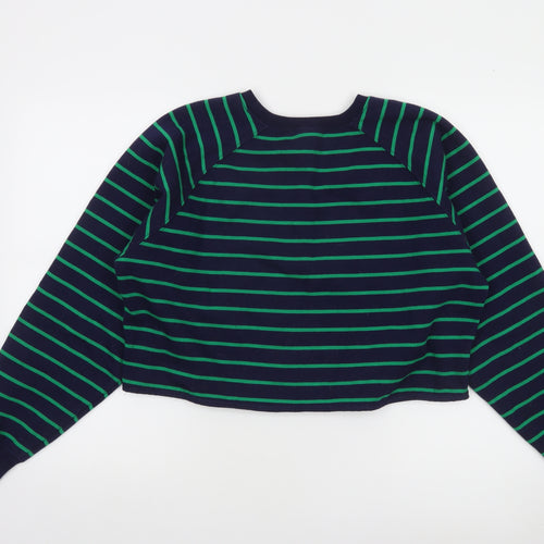PEP England Womens Navy Green Striped Pullover Sweatshirt L