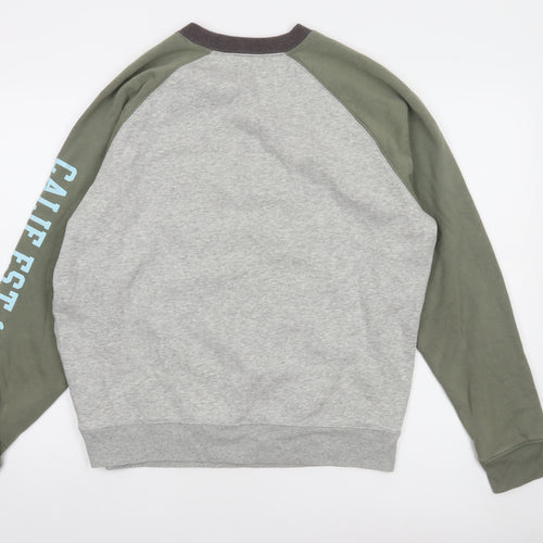 GAP Mens Grey & Khaki Crew Neck Logo Sweatshirt Size M