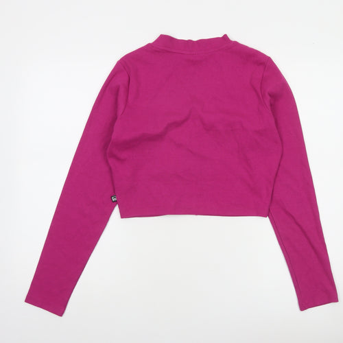 Fila Womens Pink Cropped Button Up Logo Jacket Size M