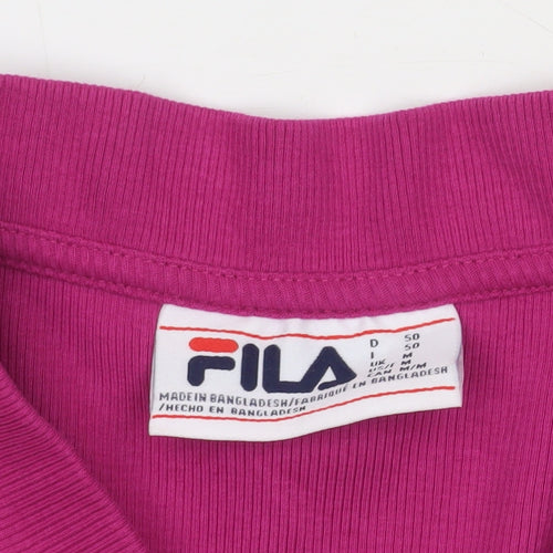 Fila Womens Pink Cropped Button Up Logo Jacket Size M