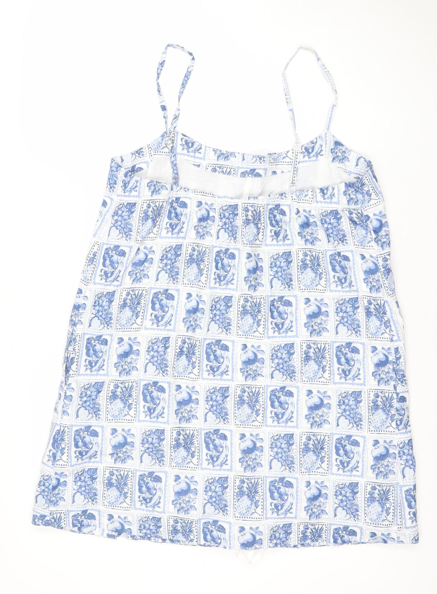 Abercrombie & Fitch Women Blue White Floral Linen Playsuit Large