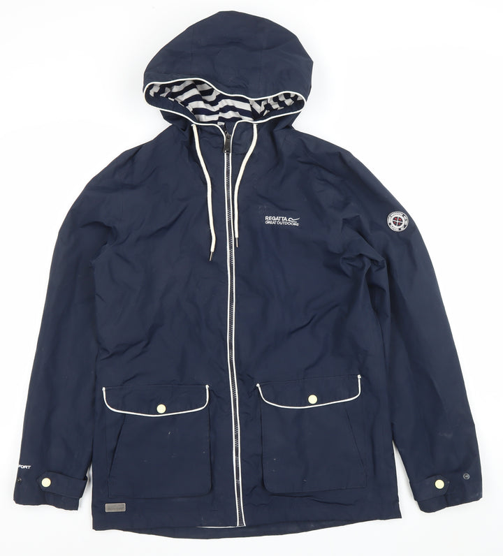 Regatta Women’s Blue Waterproof Hooded Rain Coat Jacket Size 12