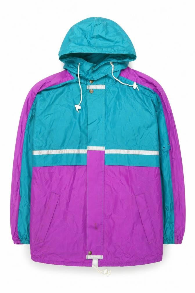 Front view of Chillstopper Men’s Multicoloured 90s Windproof Hooded Anorak Jacket M