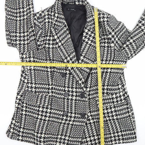 Et Vous Women's Black Check Blazer Jacket Size 20 Wool Look Lined