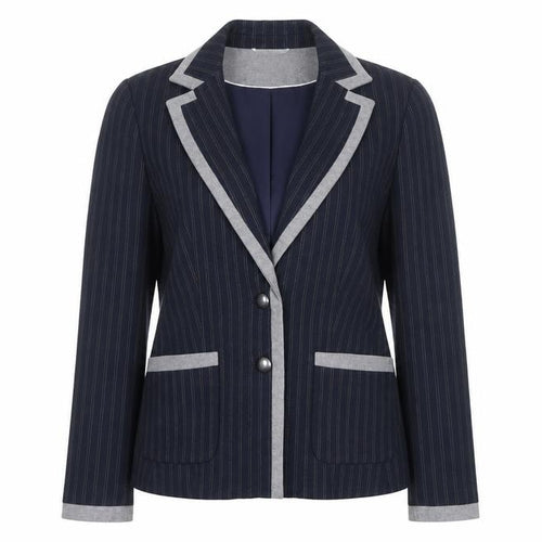Marks and Spencer Women Blue Pinstripe Wool Blend Blazer UK 12