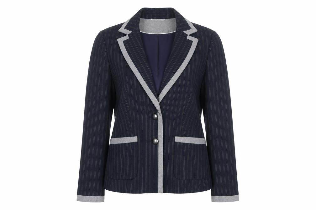 Marks and Spencer Women Blue Pinstripe Wool Blend Blazer UK 12