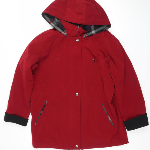 Nautica Women's Red Hooded Waterproof Parka Jacket Size L