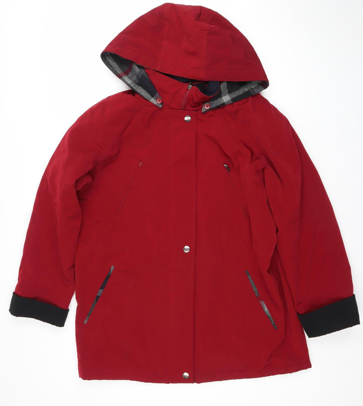 Nautica Women's Red Hooded Waterproof Parka Jacket Size L