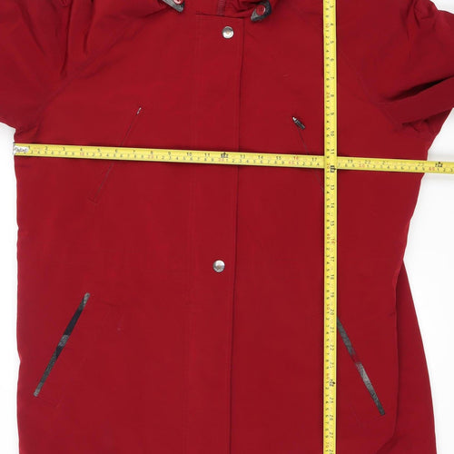 Nautica Women's Red Hooded Waterproof Parka Jacket Size L