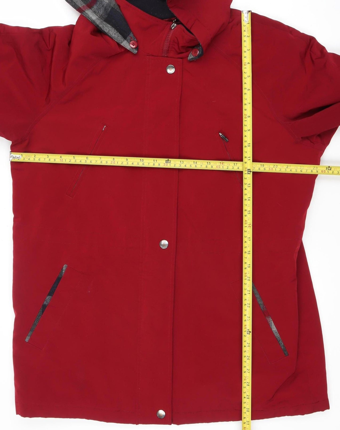 Nautica Women's Red Hooded Waterproof Parka Jacket Size L