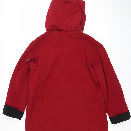 Nautica Women's Red Hooded Waterproof Parka Jacket Size L