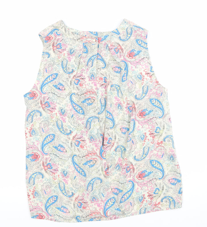 Oasis Women’s Multicoloured Paisley Beaded Sleeveless Blouse Size 10