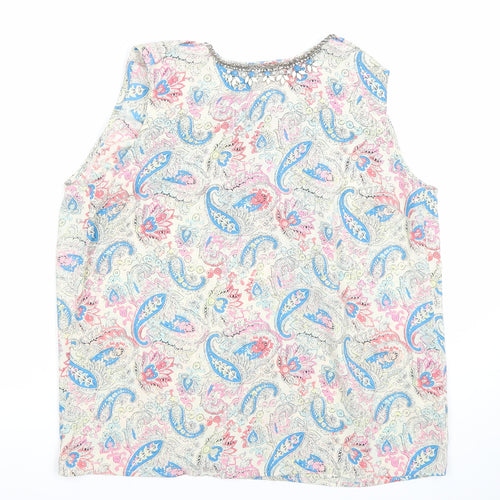 Oasis Women’s Multicoloured Paisley Beaded Sleeveless Blouse Size 10